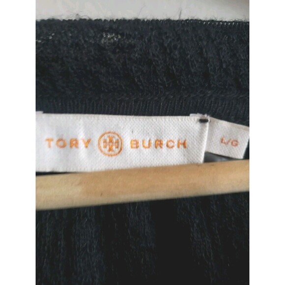 Tory Burch Dress Women's  Large Black Metallic Wool Blend Lightweight Event - Picture 2 of 12